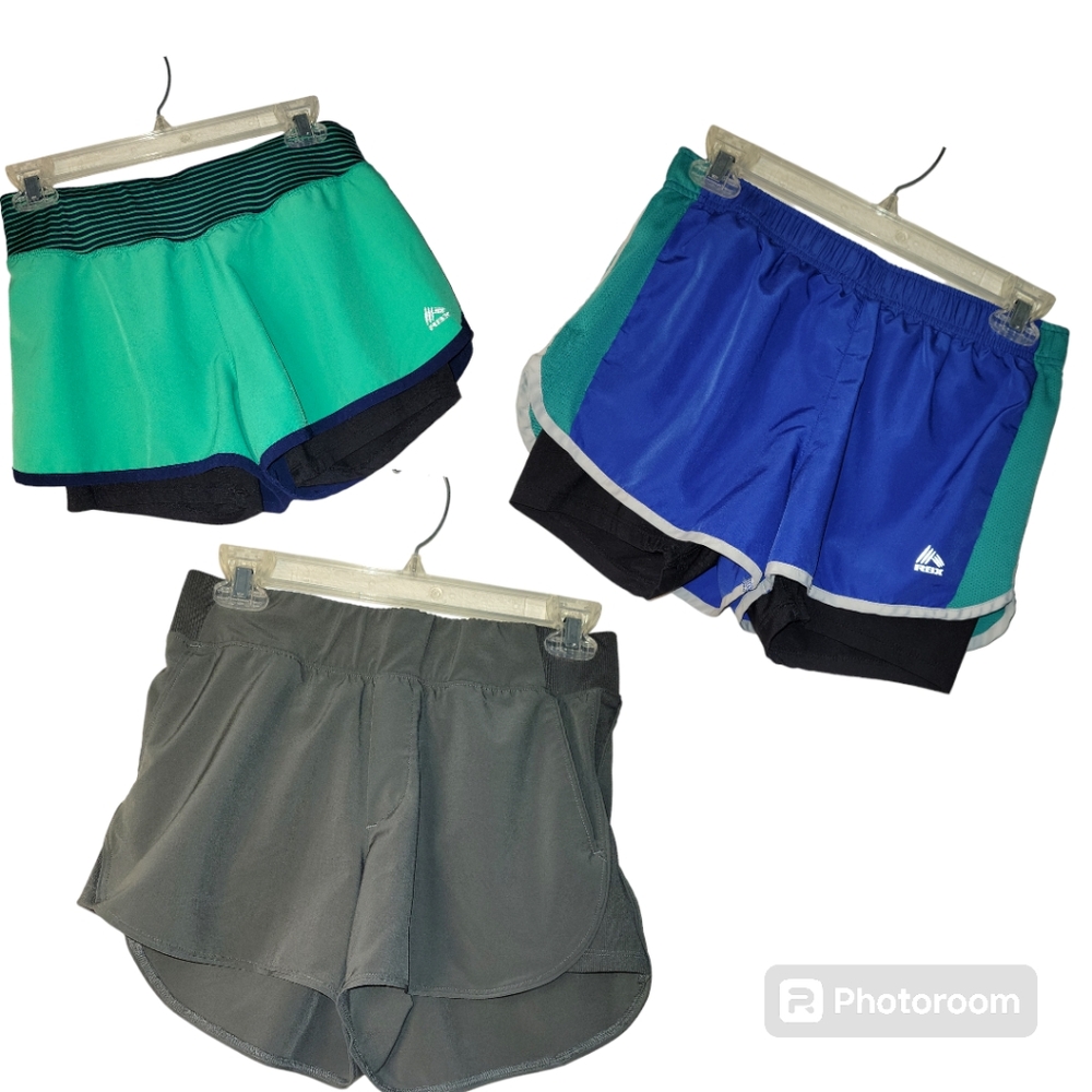 3 pairs Running, Active Shorts, RBX, MM, Small, Blue/Grey, GUC